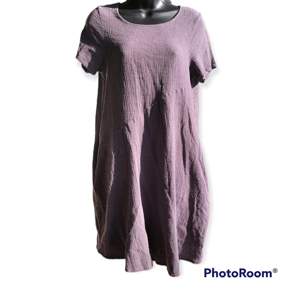 Anysize Spring Summer Soft Linen Cotton Lantern Loose Dress Size Large Gray - Picture 2 of 7